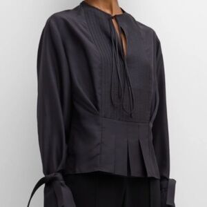 Victoria Beckham Pleated-bib silk blouse